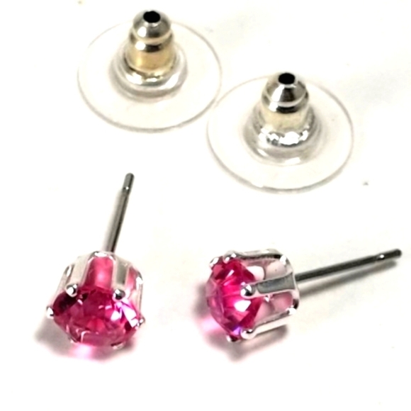 2 CTW ROSE Stud Earrings - Sterling Silver Overlay - Swarovski Crystal Element - Picture 6 of 10